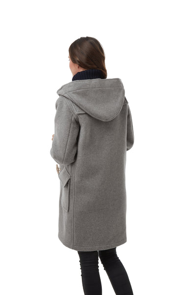 Women's Pearl Grey Original Classic Fit Duffle Coat with Wooden