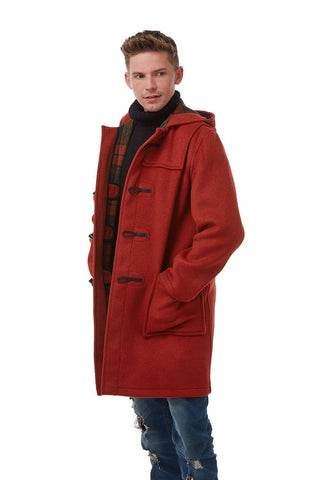 Mens Burnt Orange Classic Fit Original And Authentic Duffle Coat With Horn Toggles