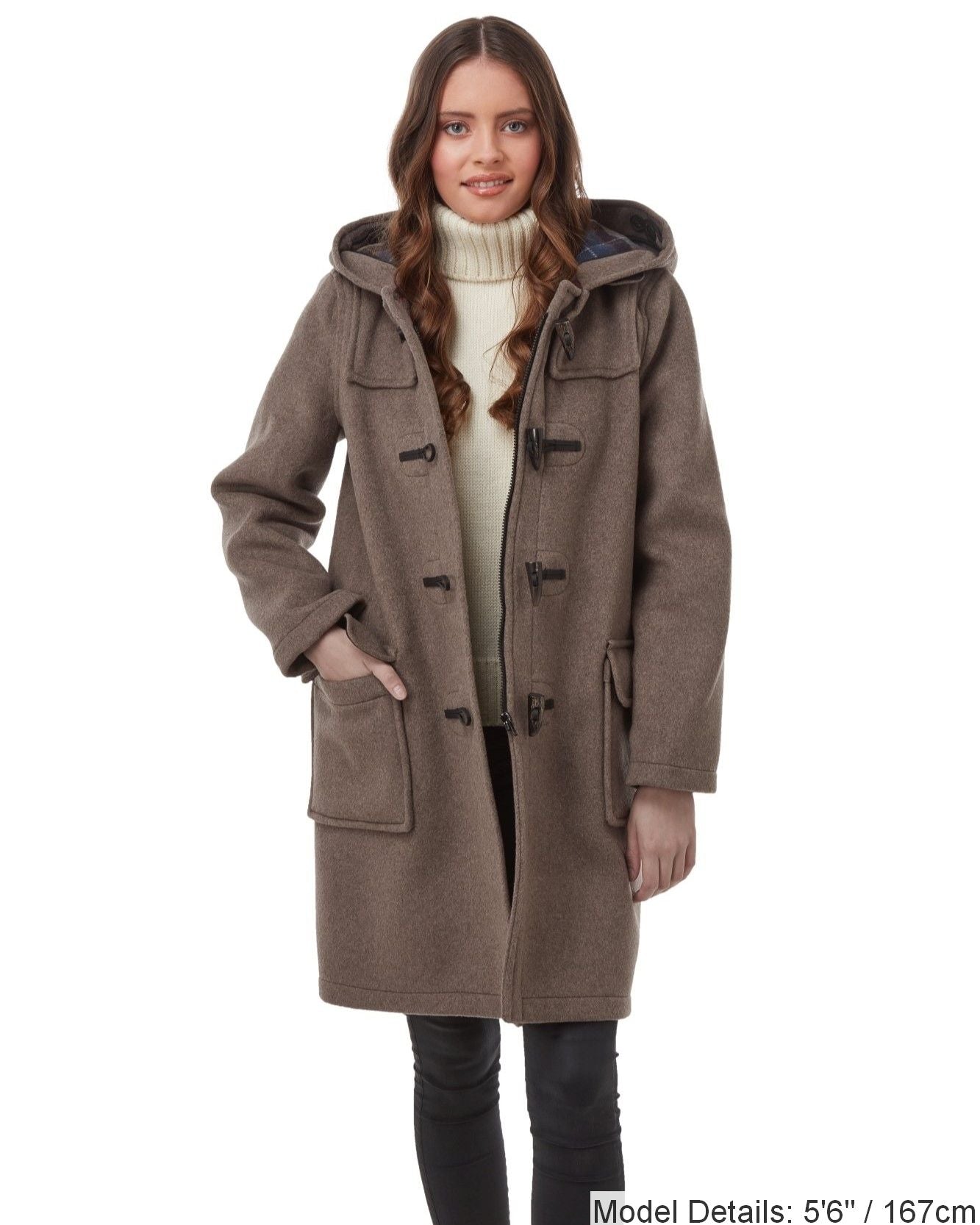 Woman's Mushroom Original Classic Fit Duffle Coat With Horn Toggles