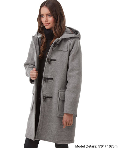 Woman's Pearl Grey Original Classic Fit Duffle Coat With Horn Toggles