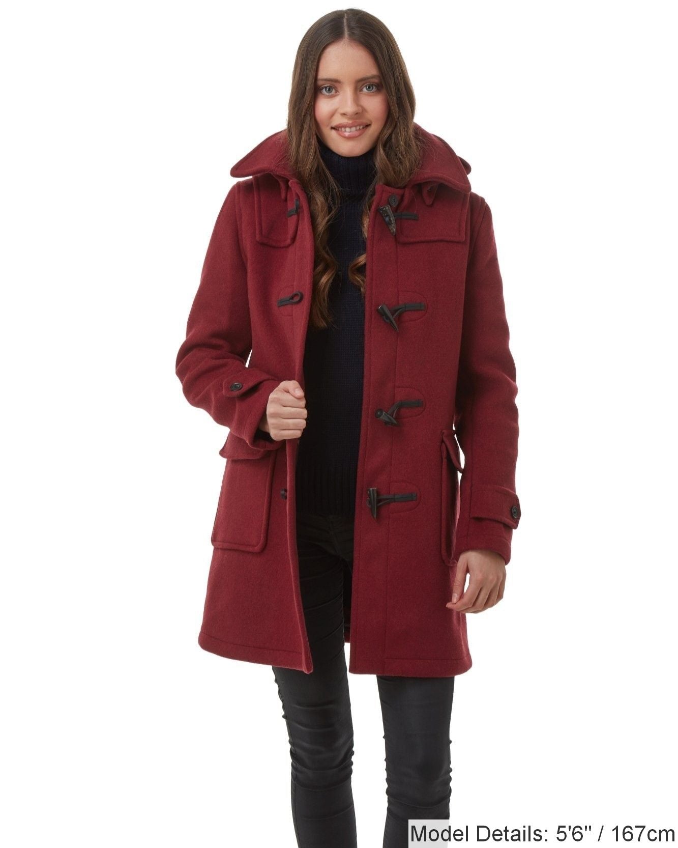 Women's London Classic Fit Duffle Coat - Burgundy