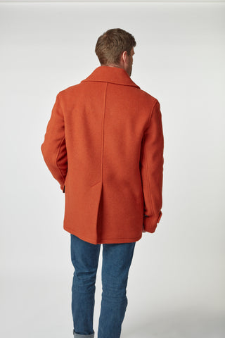 Men's Burnt Orange Teddy Pea Coat