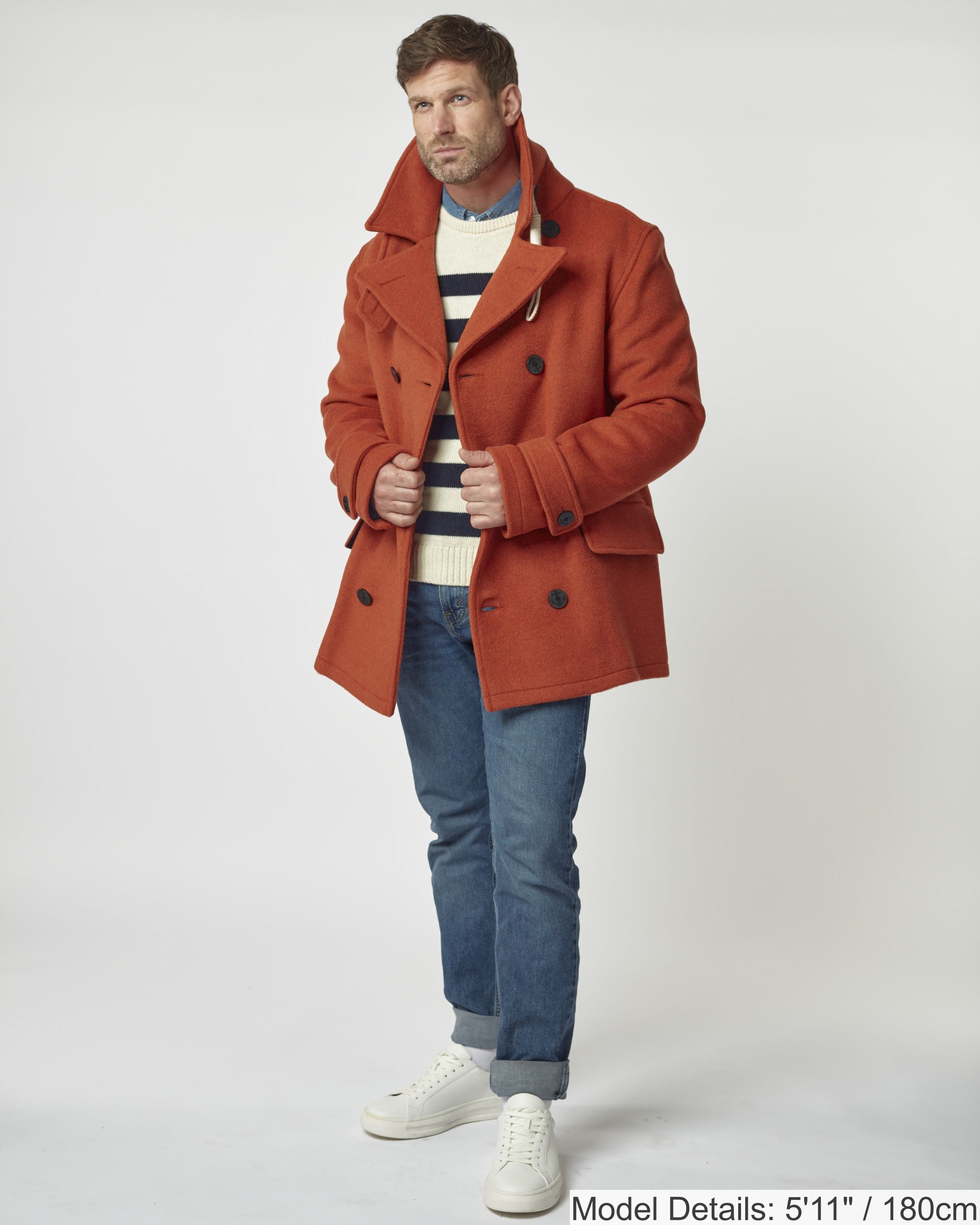 Men s Burnt Orange Teddy Pea Coat Original Montgomery UK