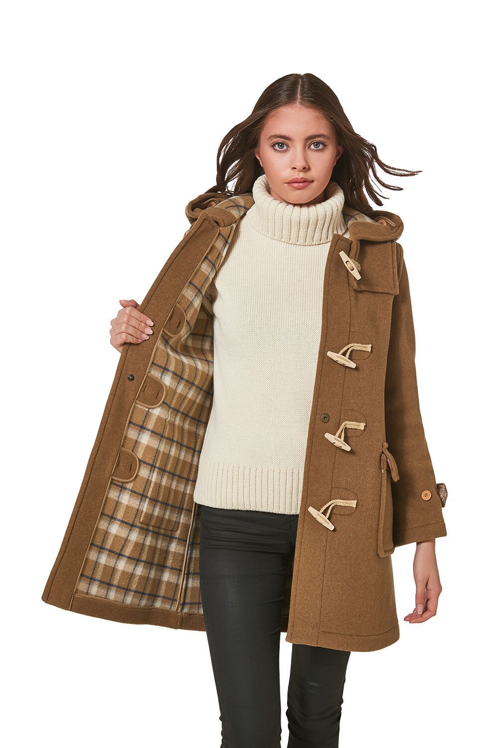 Womens Classic Super Slim Duffle with Wooden Toggles | Camel