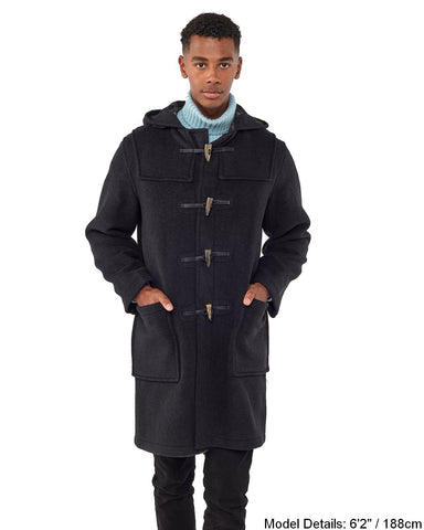 Mens Charcoal Classic Fit Original And Authentic Duffle Coat With Horn Toggles