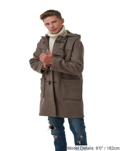 Mens Mushroom Classic Fit Original And Authentic Duffle Coat With Horn Toggles