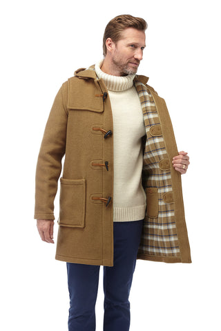 Mens Camel Classic Fit Original And Authentic Duffle Coat With Horn Toggles