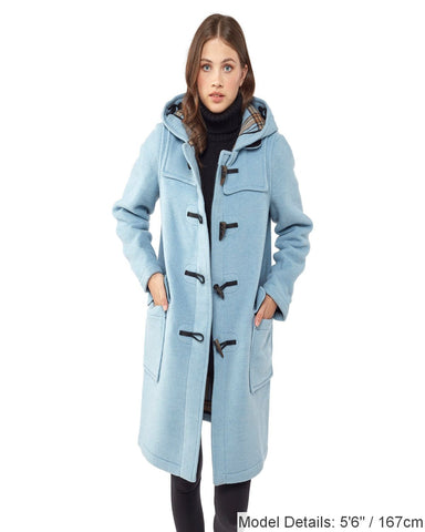 Woman's Baby Blue Original Classic Fit Duffle Coat With Horn Toggles