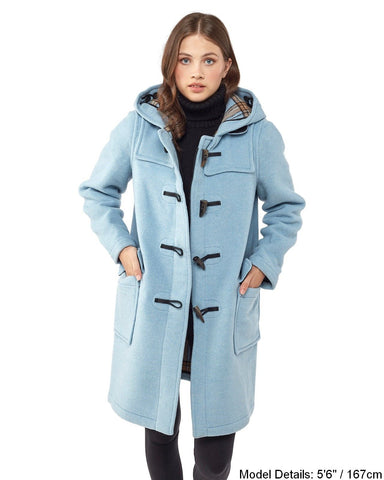 Woman's Baby Blue Original Classic Fit Duffle Coat With Horn Toggles