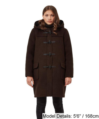 Woman's Brown Original Classic Fit Duffle Coat With Horn Toggles