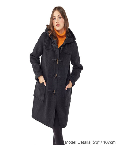 Woman's Charcoal Original Classic Fit Duffle Coat With Horn Toggles