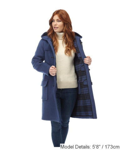 Woman's Royal Blue Original Classic Fit Duffle Coat With Horn Toggles