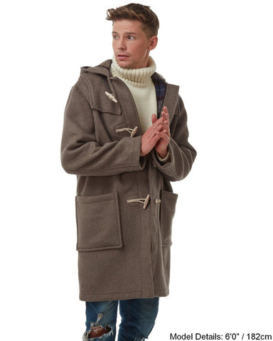 Mens Mushroom Classic Fit Original And Authentic Duffle Coat With Wooden Toggles