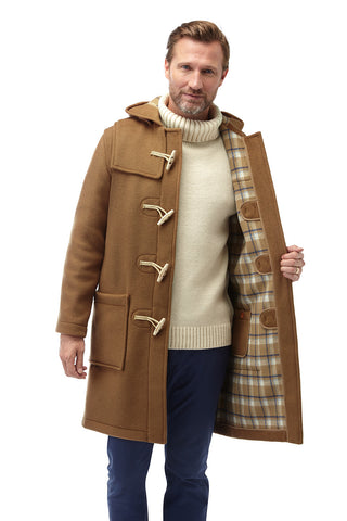 Mens Camel Classic Fit Original And Authentic Duffle Coat With Wooden Toggles