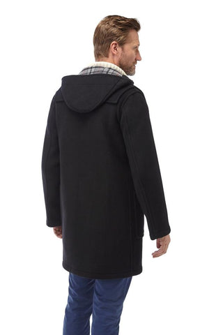 Mens Black Classic Fit Original And Authentic Duffle Coat With Wooden Toggles