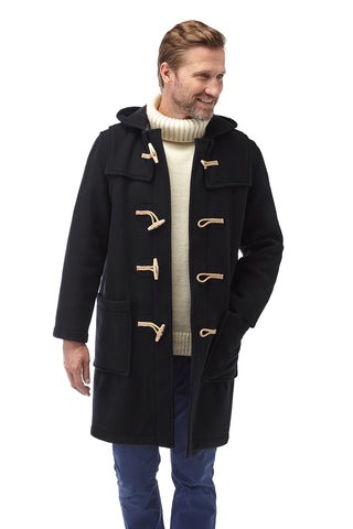 Mens Charcoal Classic Fit Original And Authentic Duffle Coat With Wooden Toggles