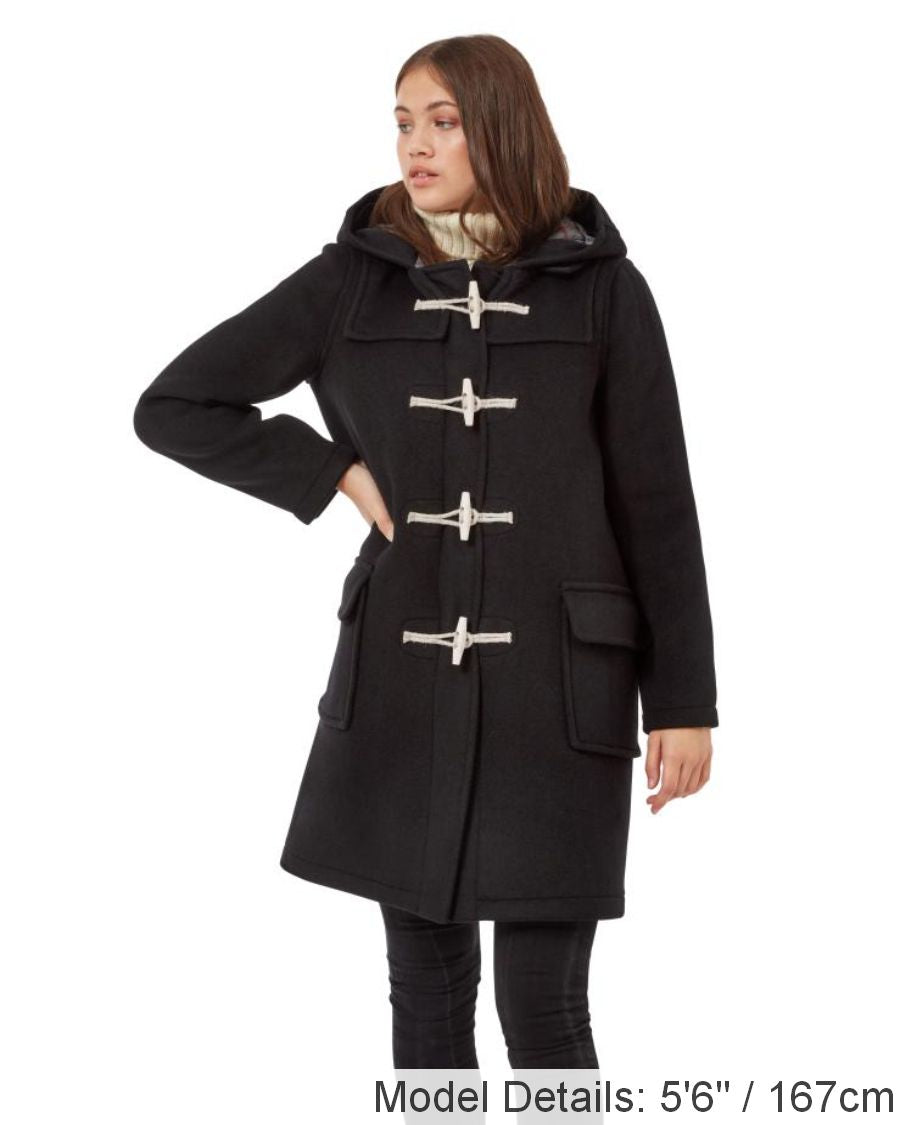 Women's Black Original Classic Fit Duffle Coat with Wooden Toggles