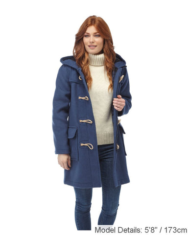 Women's Royal Blue Original Classic Fit Duffle Coat with Wooden Toggles