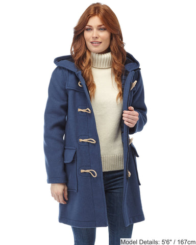 Women's Royal Blue Original Classic Fit Duffle Coat with Wooden Toggles