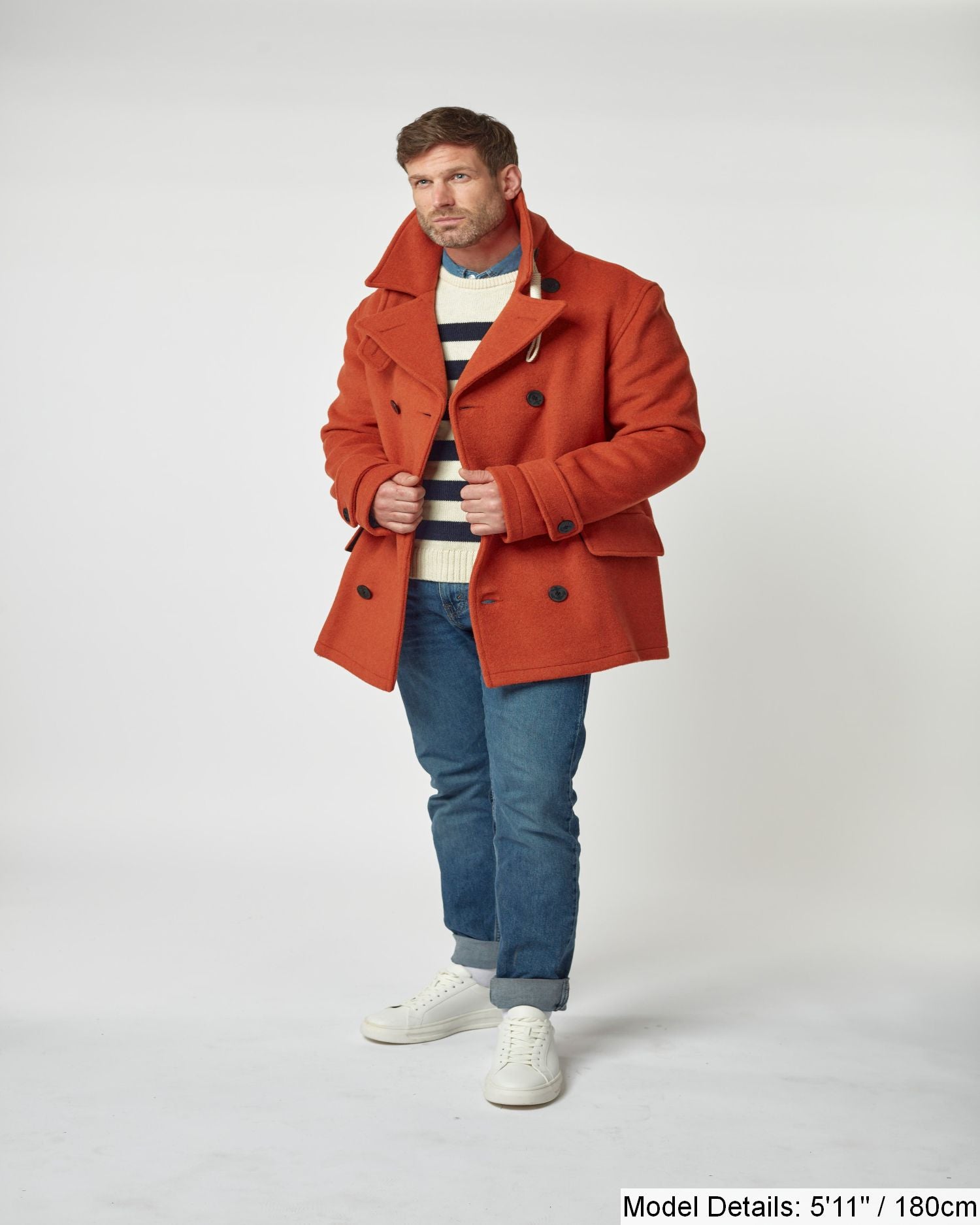 Men's Burnt Orange Teddy Pea Coat