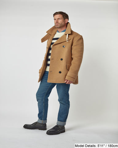 Men's Camel Teddy Pea Coat