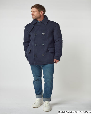 Men's Navy Teddy Pea Coat