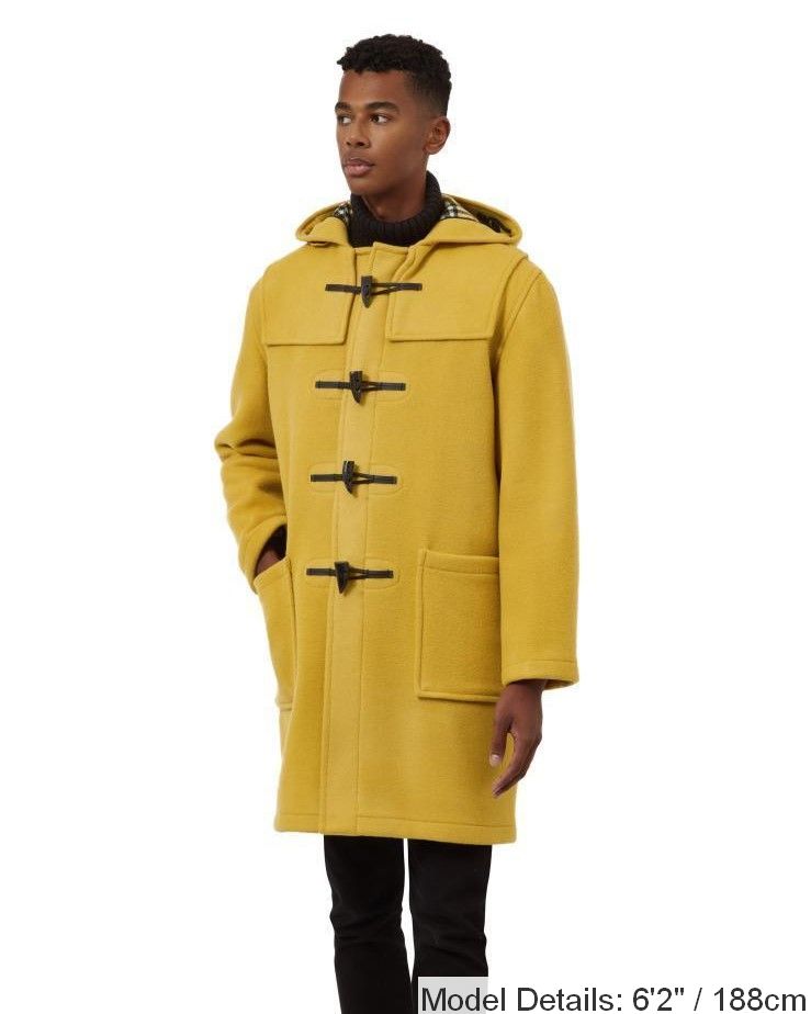 Mens Mustard Classic Fit Original And Authentic Duffle Coat With Horn Toggles