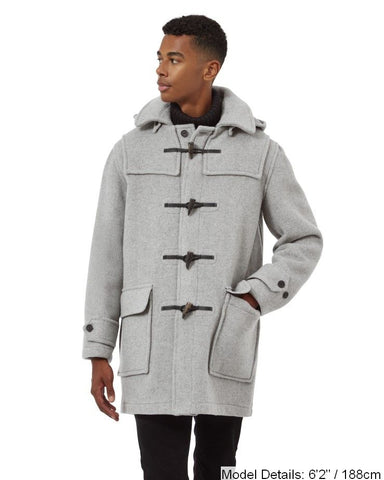 Men's Pearl Grey London Custom Fit Convertible Duffle Coat, With Original Removable Hood And Horn Toggles