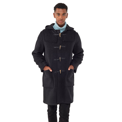 Mens Charcoal Classic Fit Original And Authentic Duffle Coat With Horn Toggles