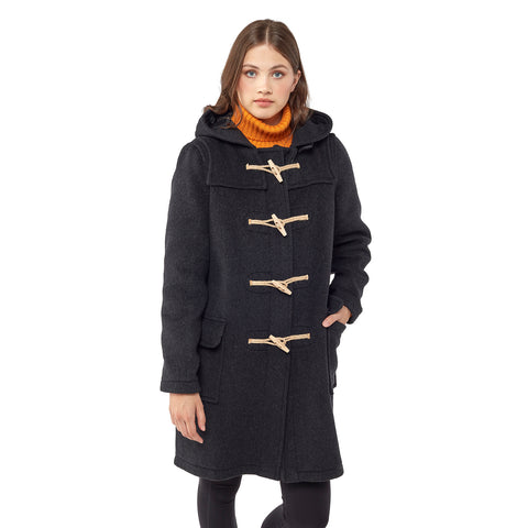 Women's Charcoal Original Classic Fit Duffle Coat with Wooden Toggles