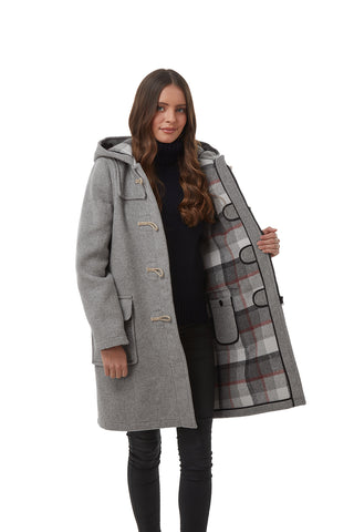 Women's Pearl Grey Original Classic Fit Duffle Coat with Wooden Toggles
