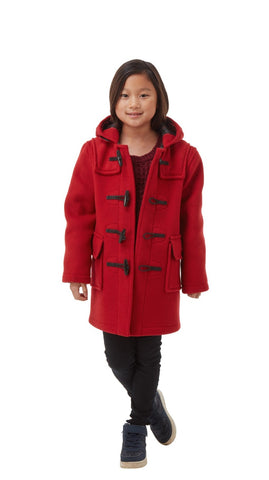 Children's Red Duffle Coat | Warm Kids Winter Coat