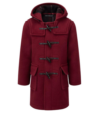 Children's Burgundy Original Classic Fit Duffle Coat With Faux Horn Toggles