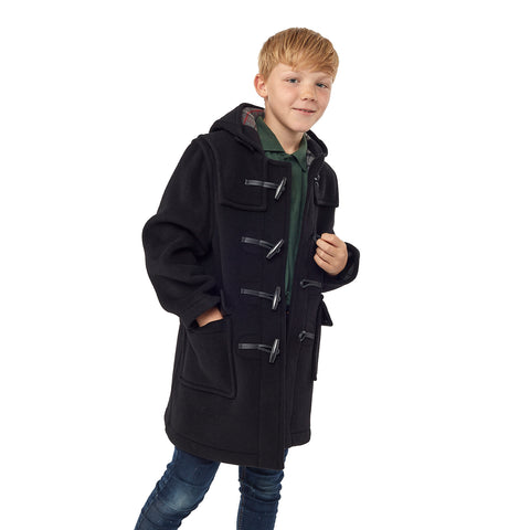 Children's Black Original Classic Fit Duffle Coat With Faux Horn Toggles